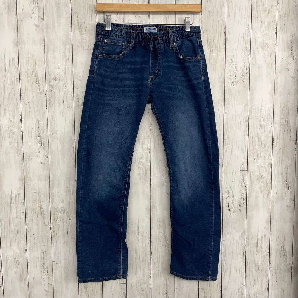 Denizen Dark Wash Denim Elastic Waist Drawstring Stretch Straight Leg Jeans 14
